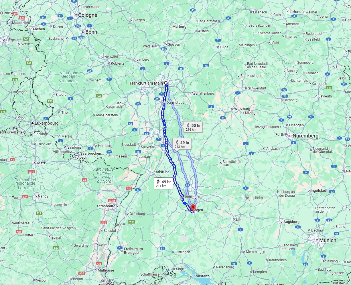Anreise von Frankfurt am Main Zu Reutlingen Über 