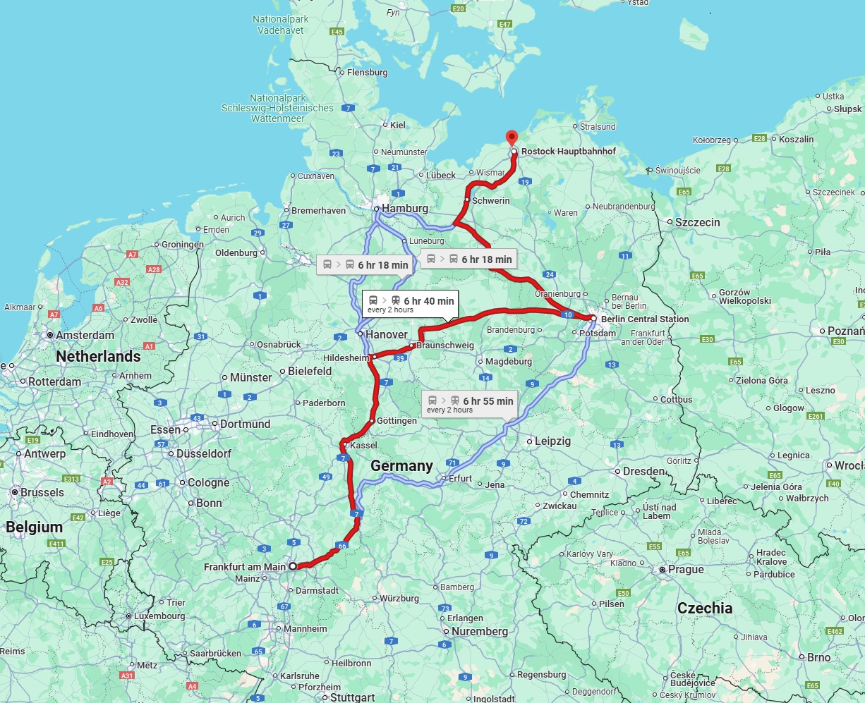 Anreise von Frankfurt am Main Zu Rostock Über 