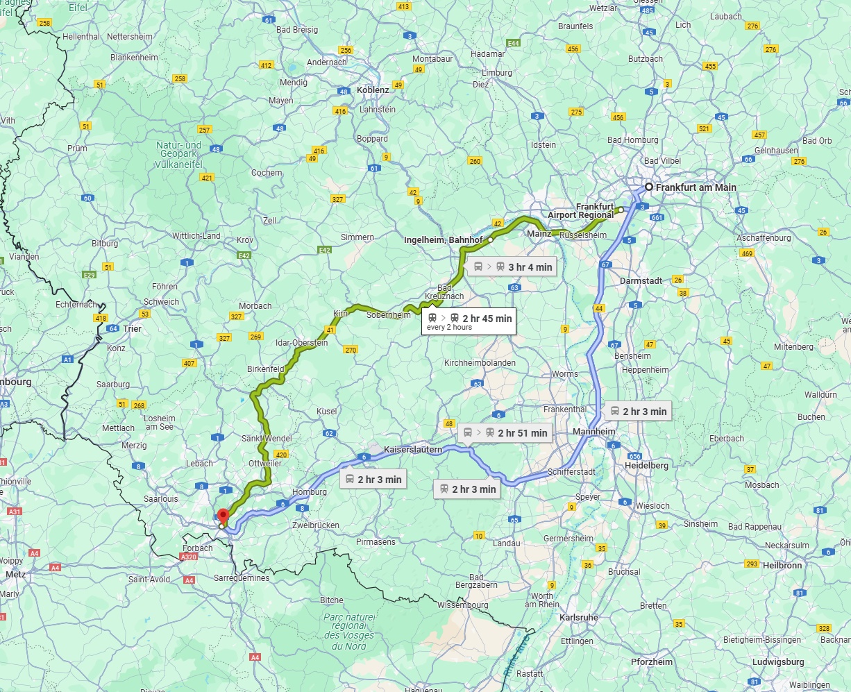 Anreise von Frankfurt am Main Zu Saarbrücken Über 