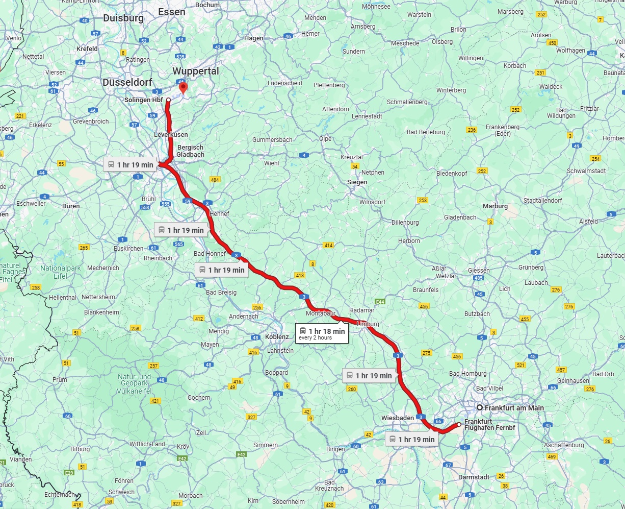 Anreise von Frankfurt am Main Zu Solingen Über 