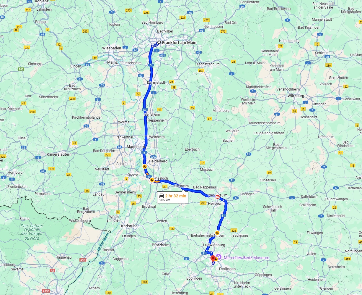 Anreise von Frankfurt am Main Zu Stuttgart Über via A6