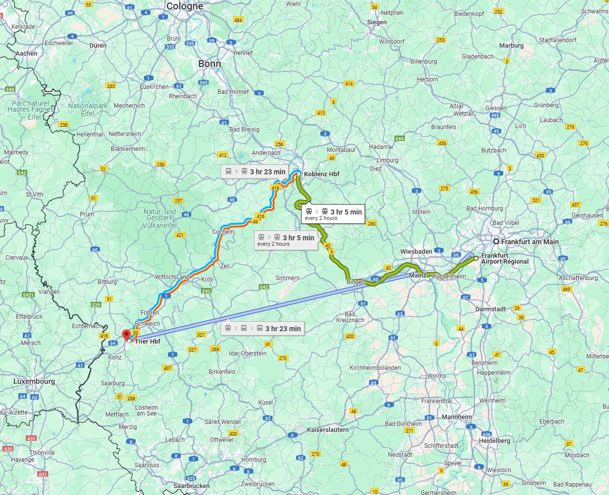 Anreise von Frankfurt am Main Zu Trier Über 