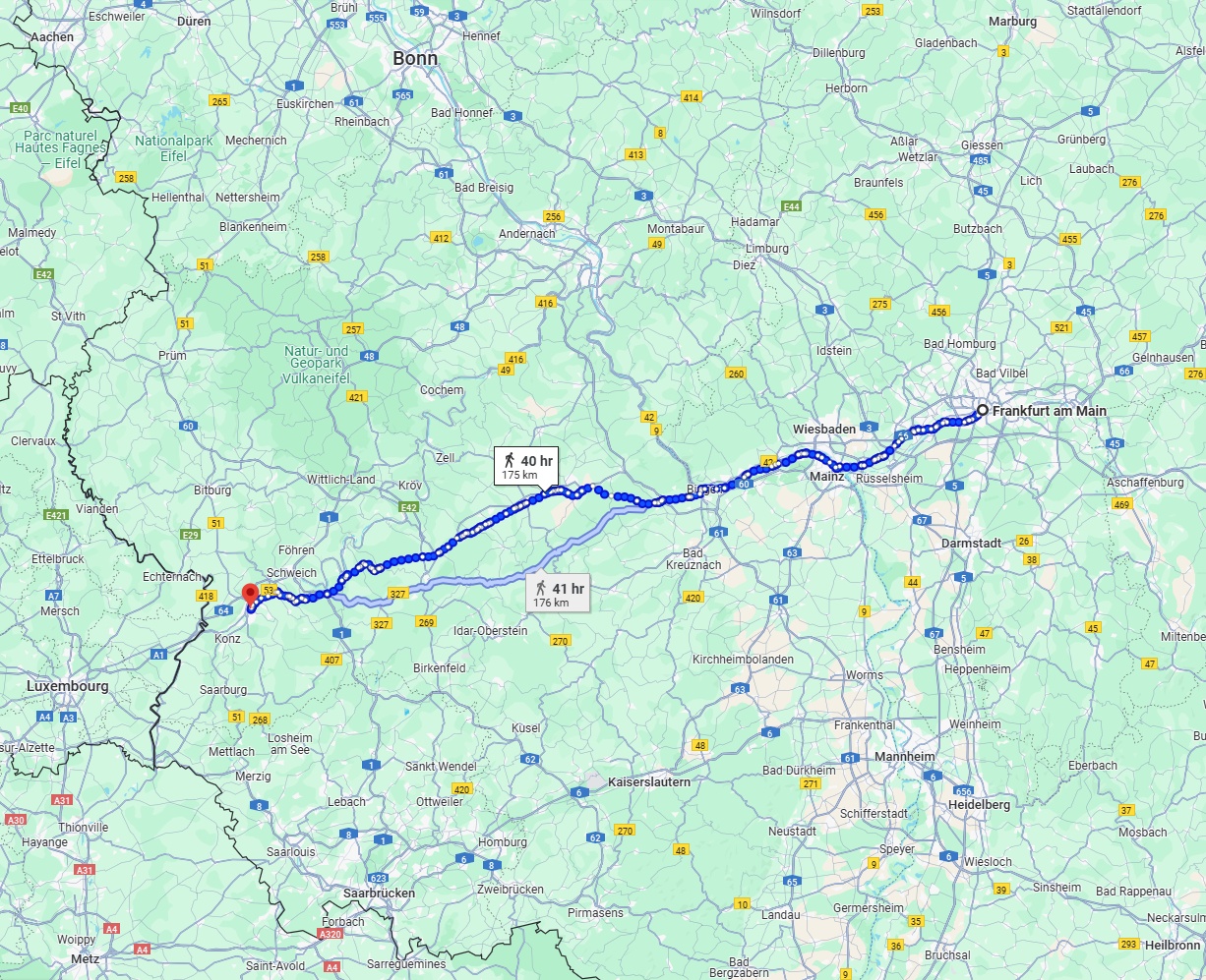 Anreise von Frankfurt am Main Zu Trier Über 