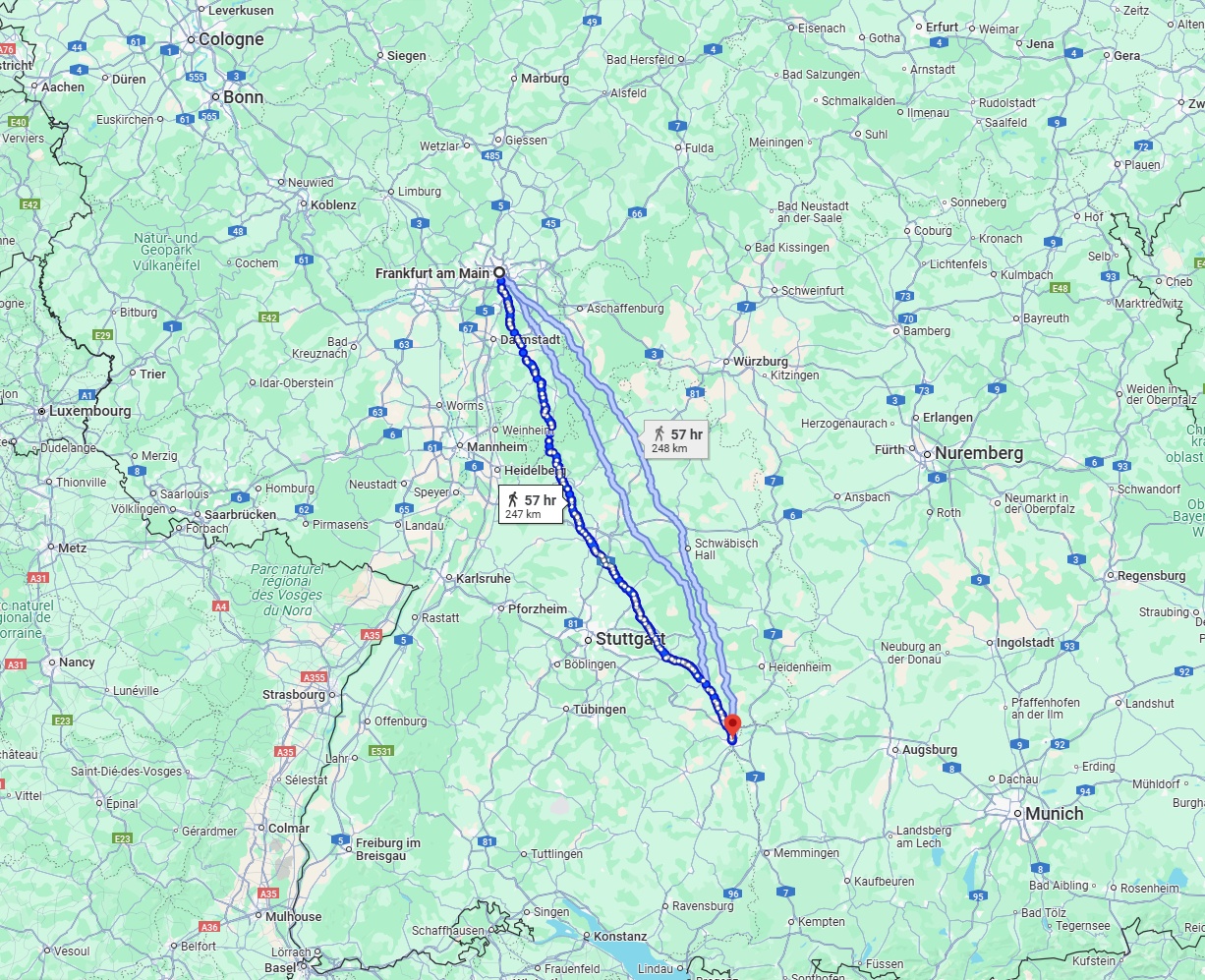 Anreise von Frankfurt am Main Zu Ulm Über 