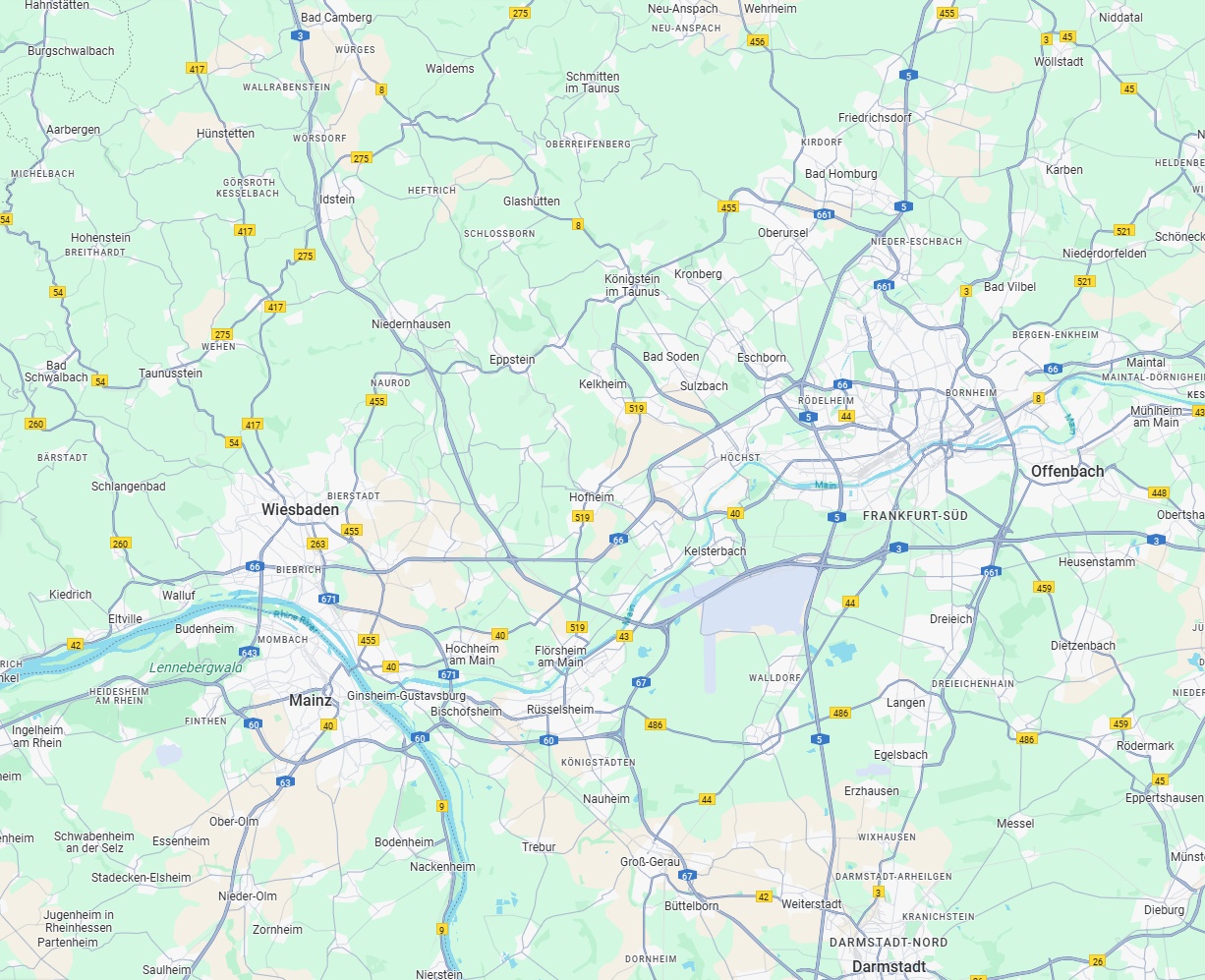 Anreise von Frankfurt am Main Zu Wiesbaden Über via A66