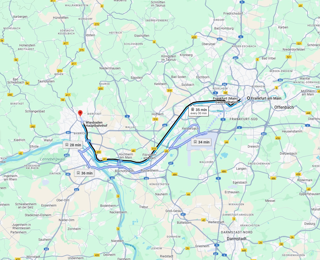 Anreise von Frankfurt am Main Zu Wiesbaden Über 