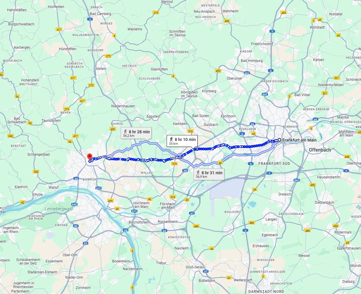 Anreise von Frankfurt am Main Zu Wiesbaden Über 