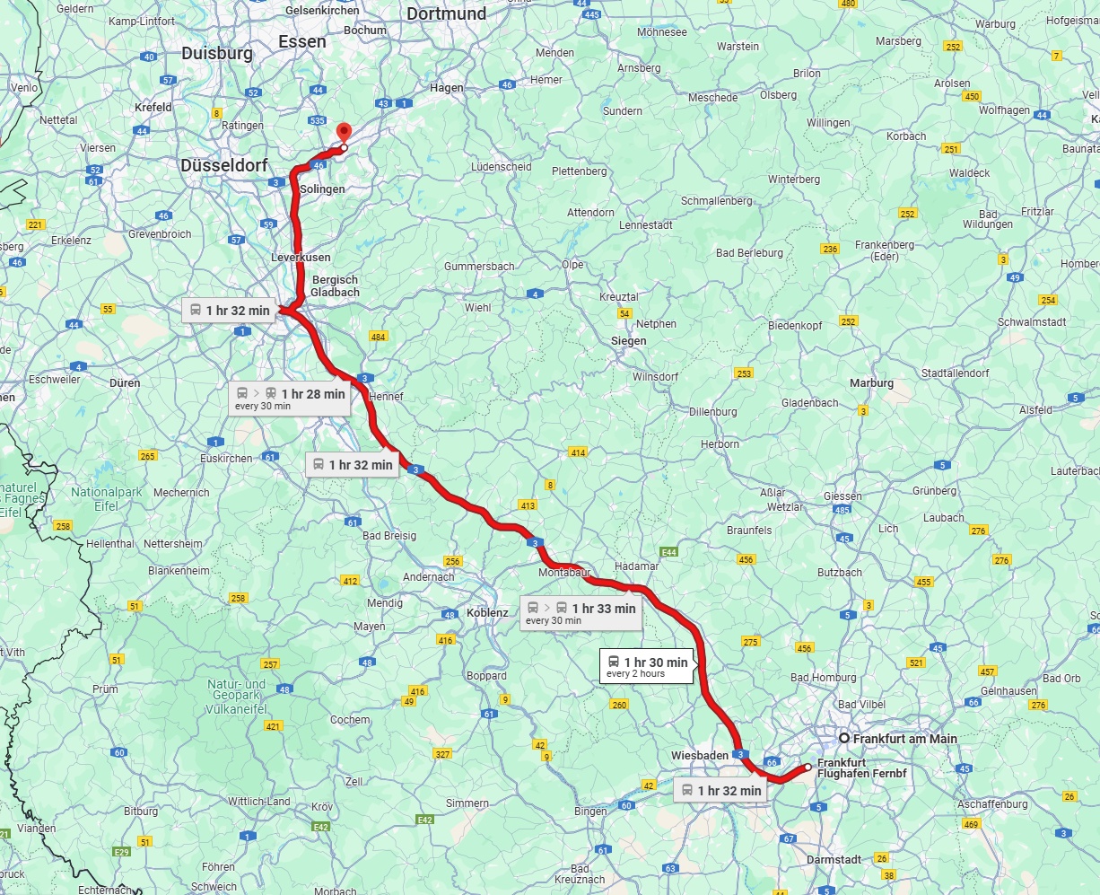 Anreise von Frankfurt am Main Zu Wuppertal Über 