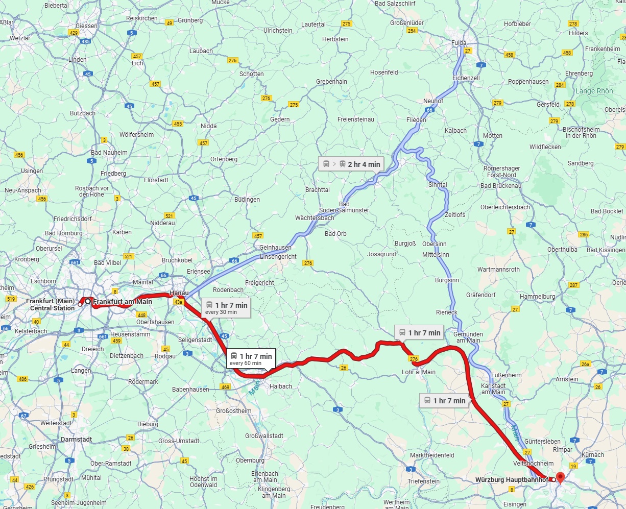 Anreise von Frankfurt am Main Zu Würzburg Über 