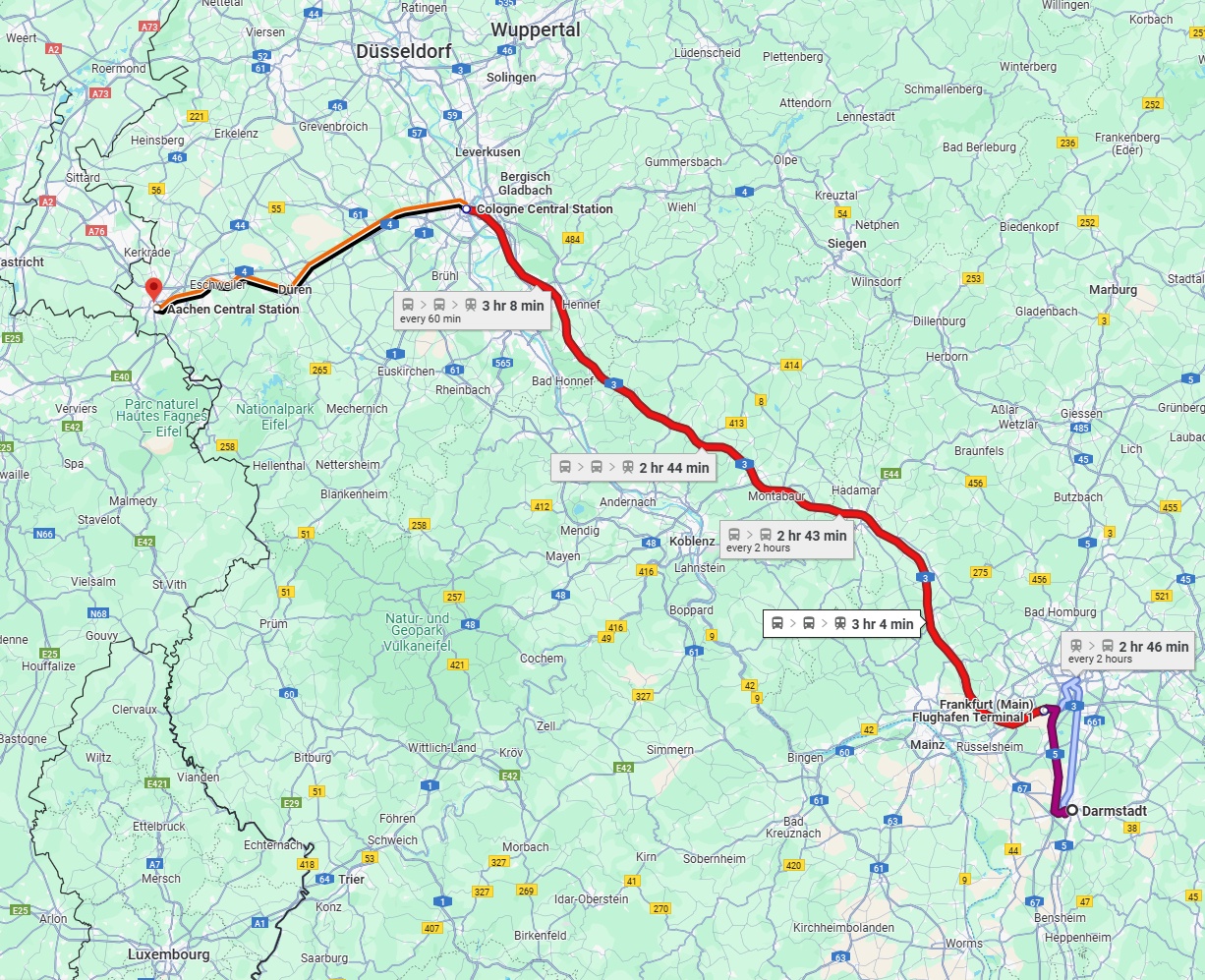Anreise von Darmstadt Zu Aachen Über 