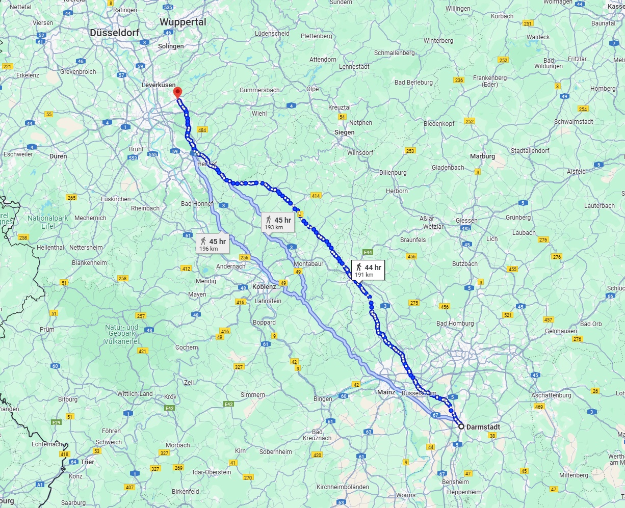 Anreise von Darmstadt Zu Bergisch Gladbach Über 