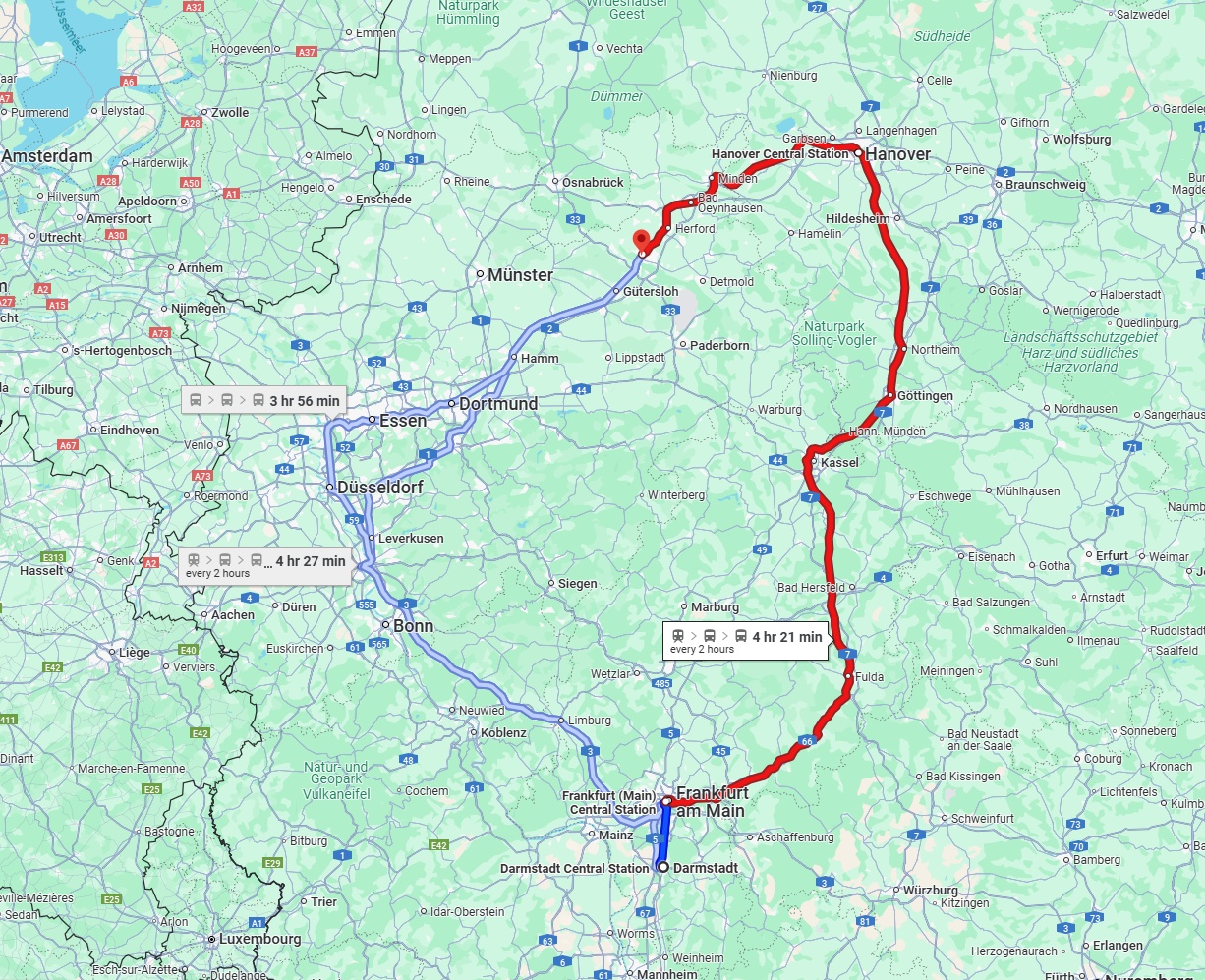 Anreise von Darmstadt Zu Bielefeld Über 