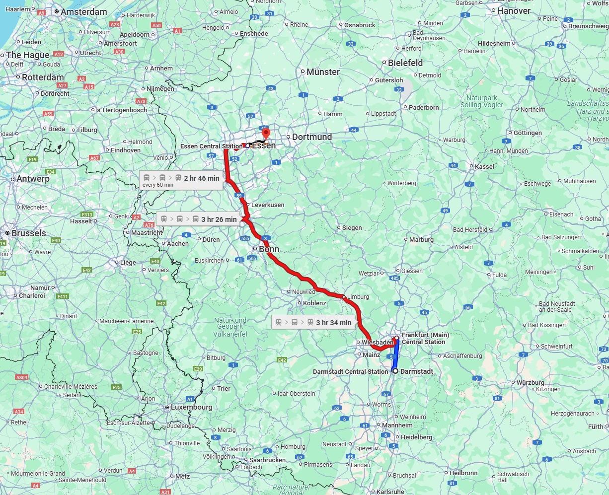 Anreise von Darmstadt Zu Bochum Über 