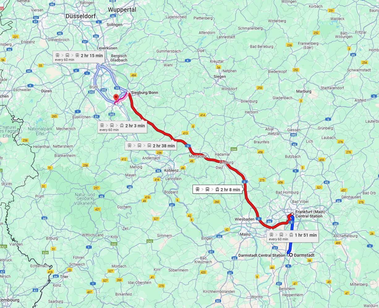 Anreise von Darmstadt Zu Bonn Über 