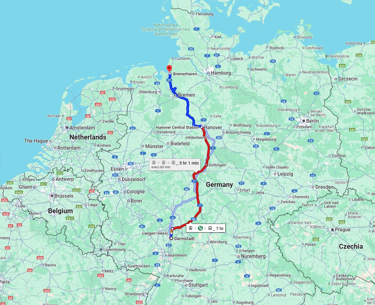 Anreise von Darmstadt Zu Bremerhaven Über 