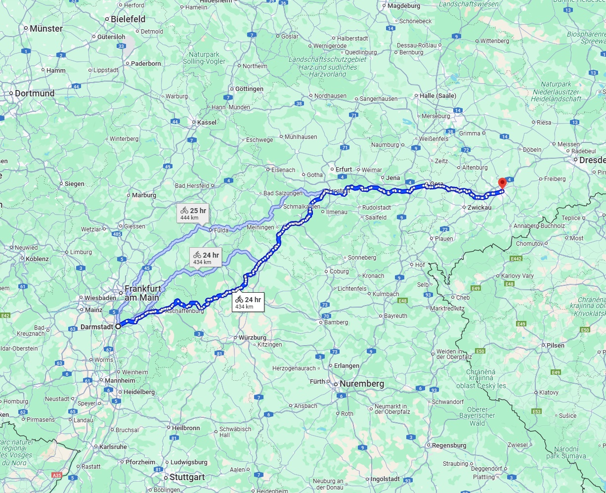 Anreise von Darmstadt Zu Chemnitz Über 