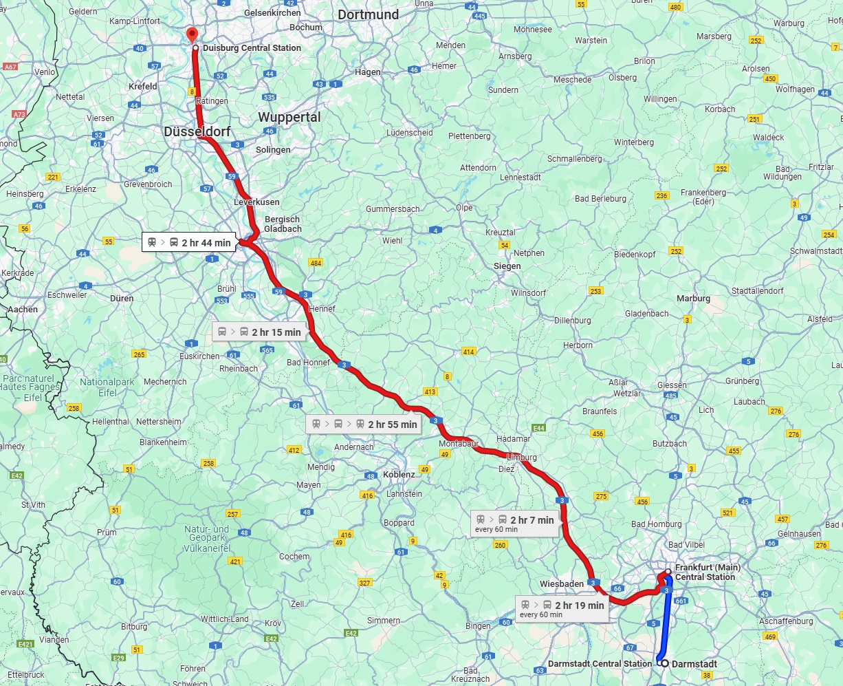 Anreise von Darmstadt Zu Duisburg Über 