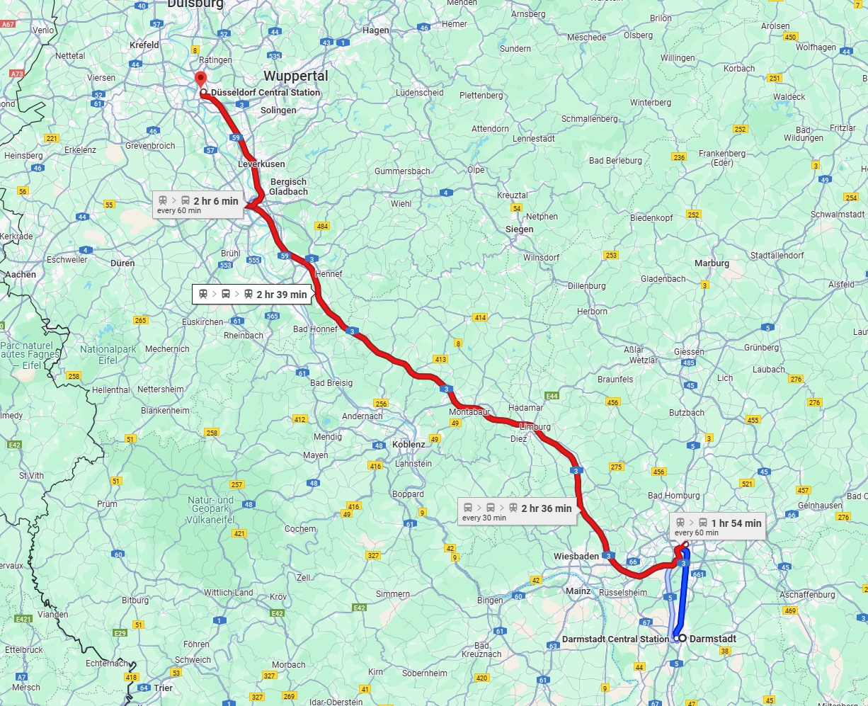 Anreise von Darmstadt Zu Düsseldorf Über 