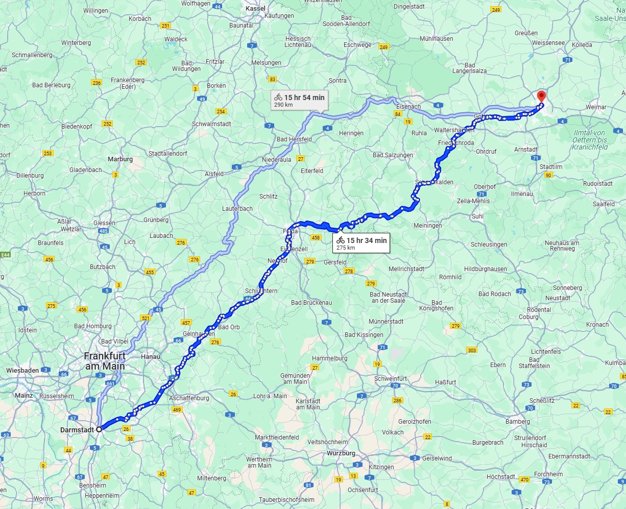Anreise von Darmstadt Zu Erfurt Über 