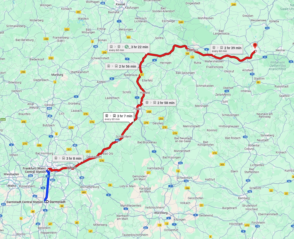 Anreise von Darmstadt Zu Erfurt Über 