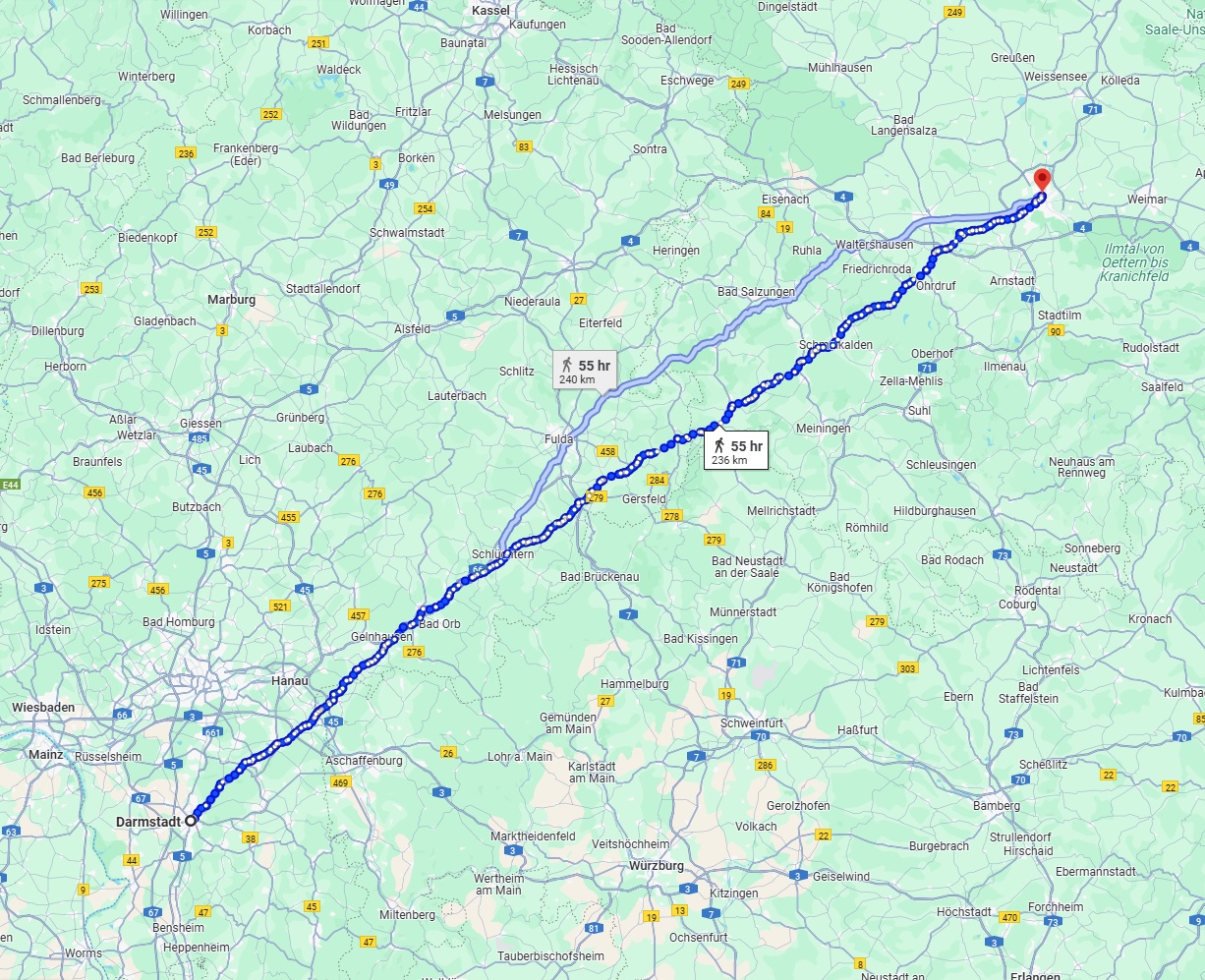 Anreise von Darmstadt Zu Erfurt Über 