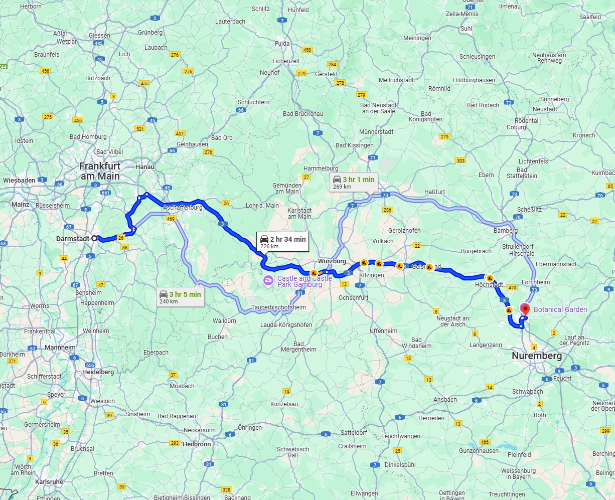Anreise von Darmstadt Zu Erlangen Über via A3