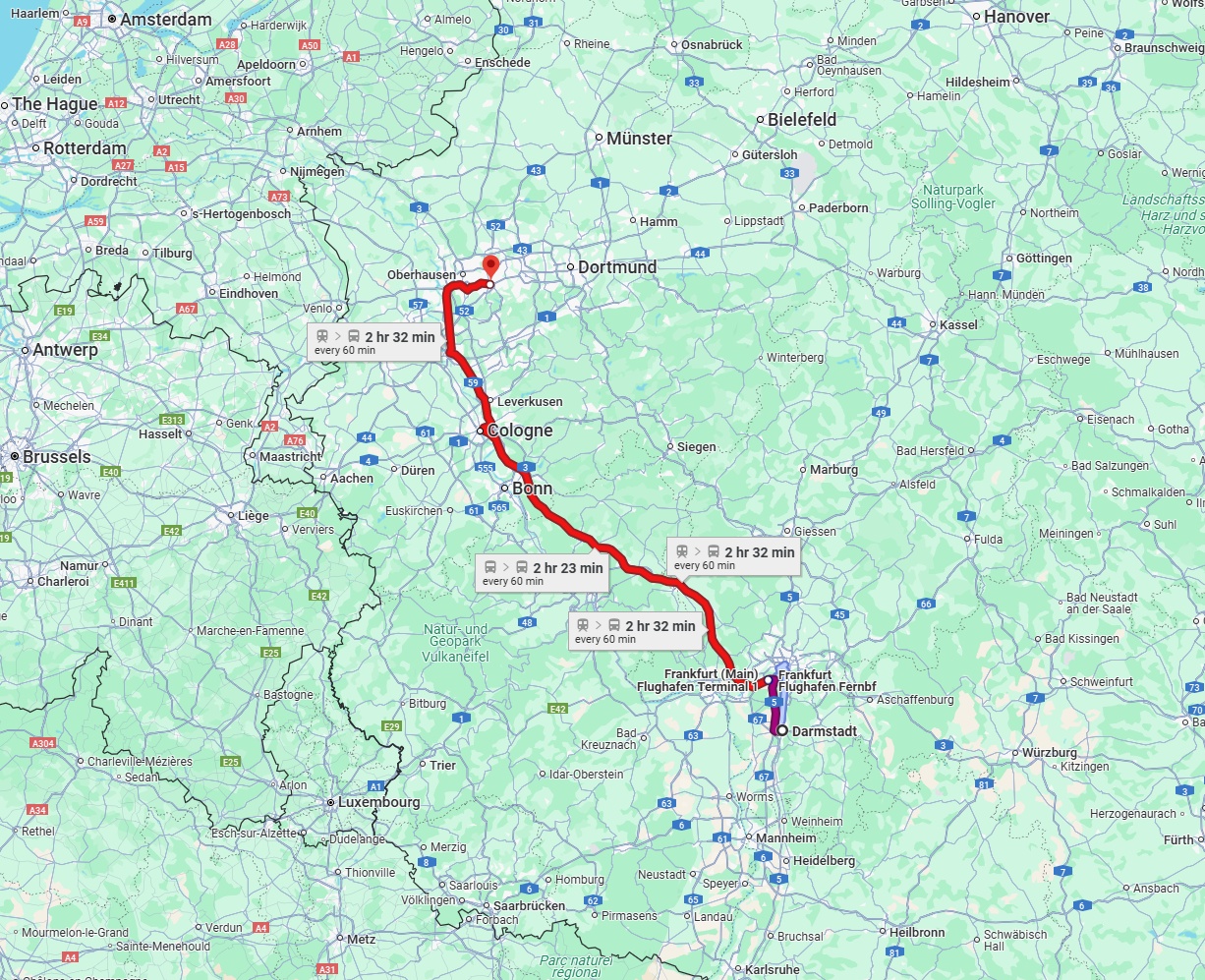 Anreise von Darmstadt Zu Essen Über 