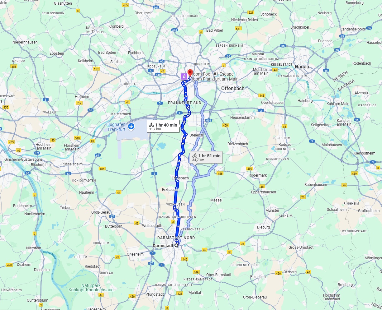 Anreise von Darmstadt Zu Frankfurt am Main Über 