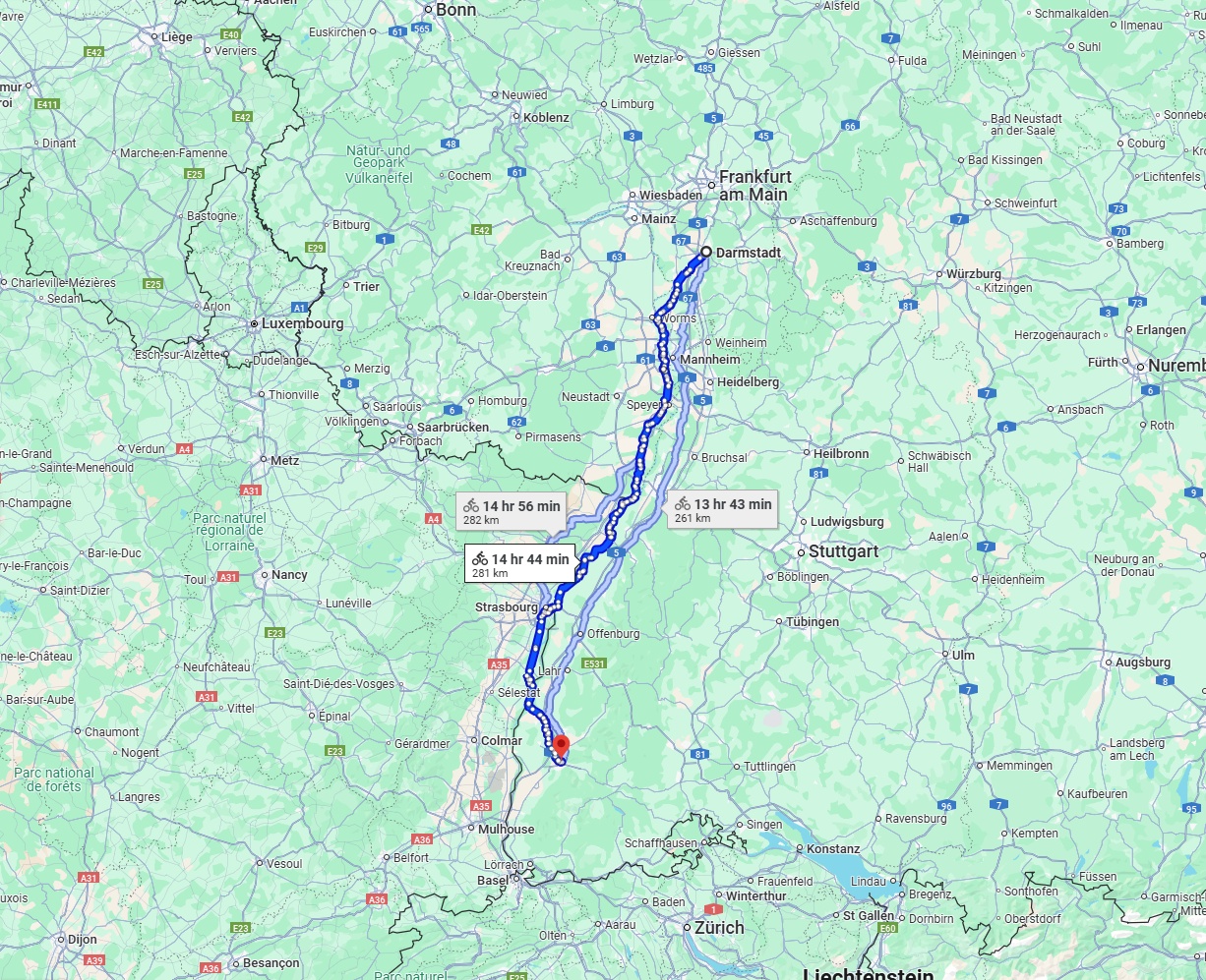 Anreise von Darmstadt Zu Freiburg im Breisgau Über 