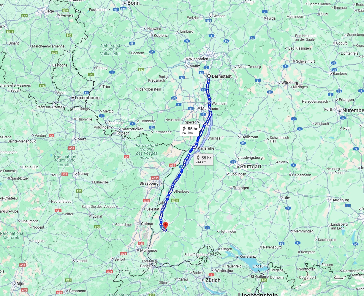 Anreise von Darmstadt Zu Freiburg im Breisgau Über 