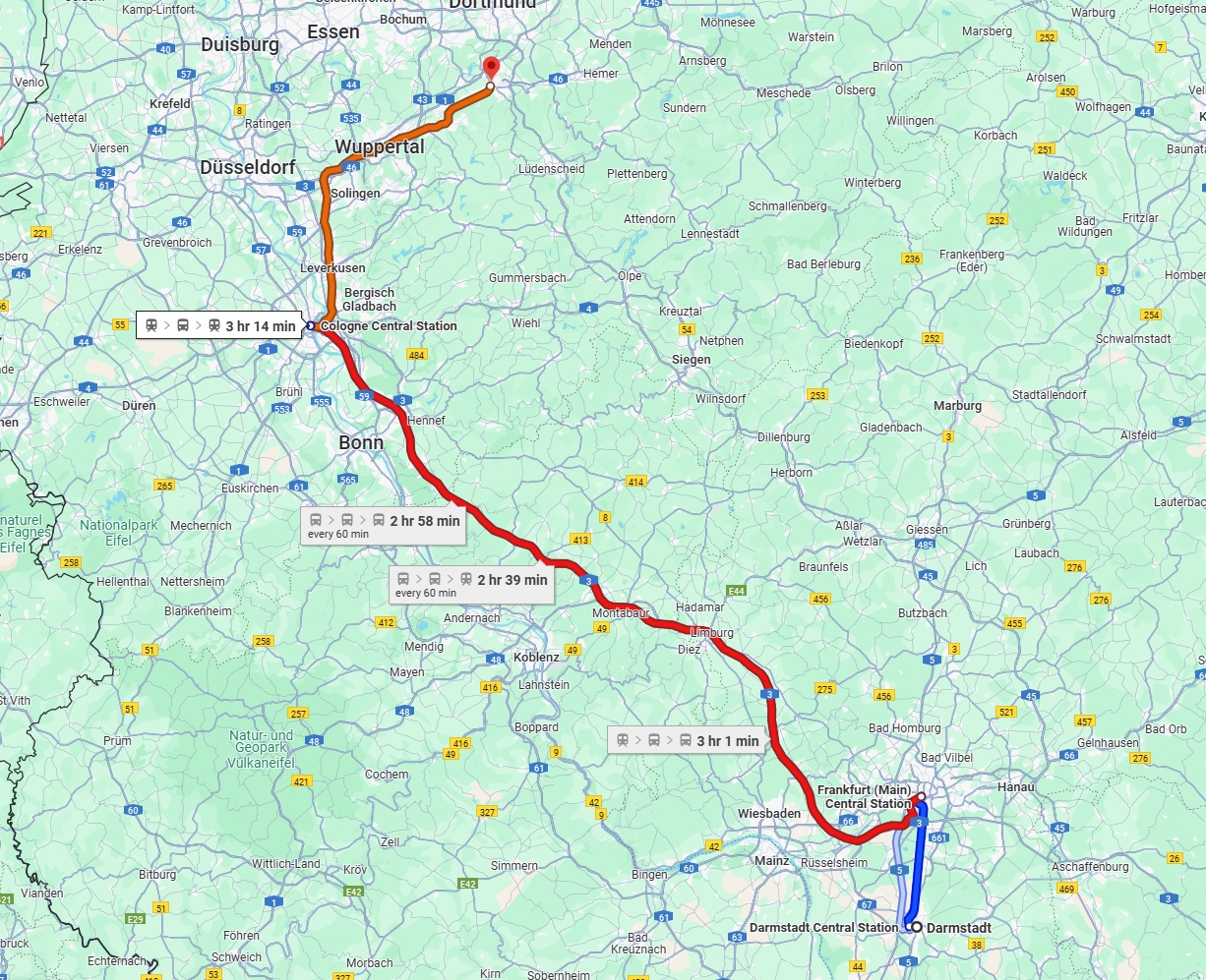 Anreise von Darmstadt Zu Hagen Über 