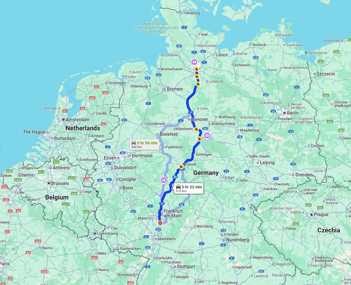 Anreise von Darmstadt Zu Hamburg Über via A7