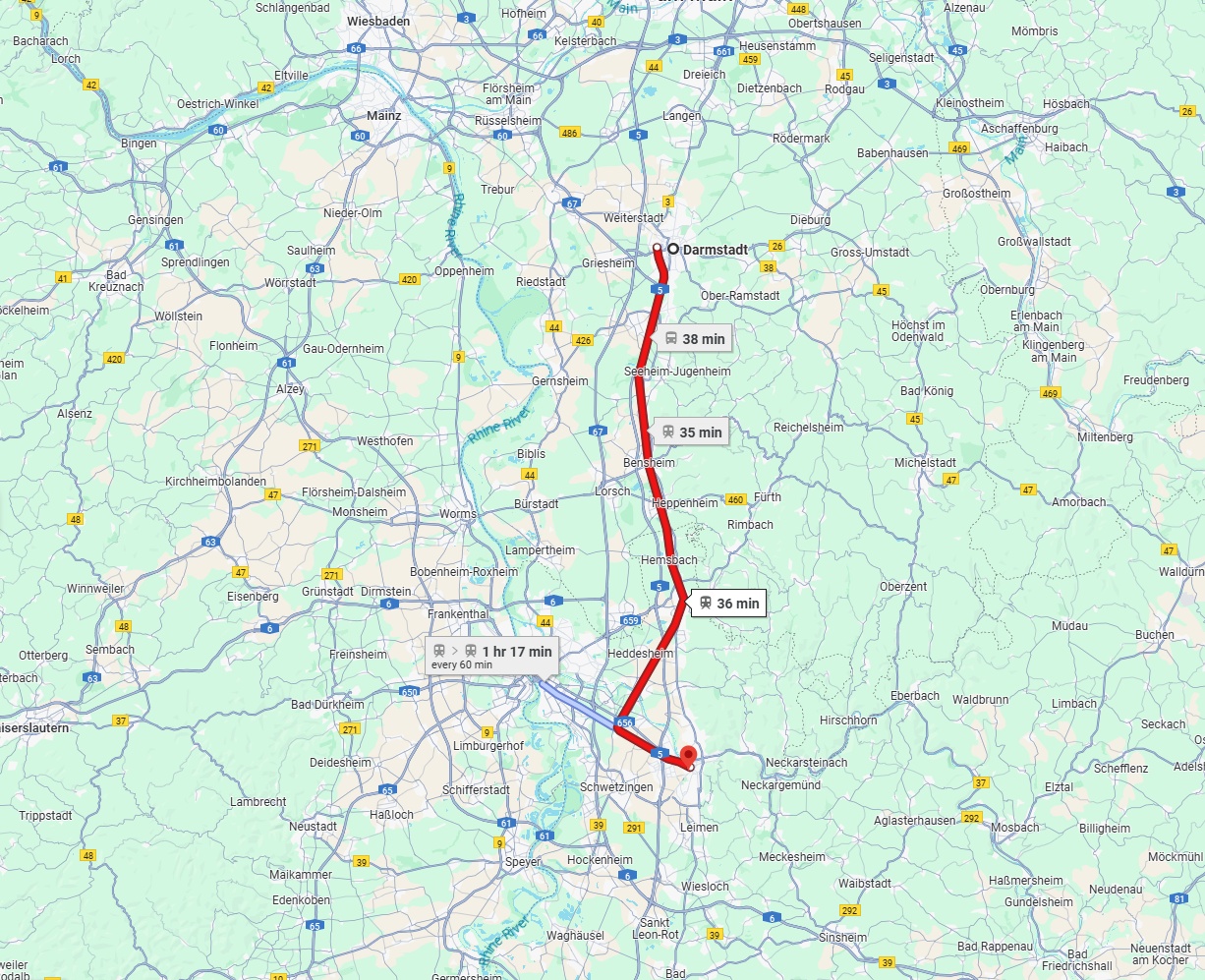 Anreise von Darmstadt Zu Heidelberg Über 