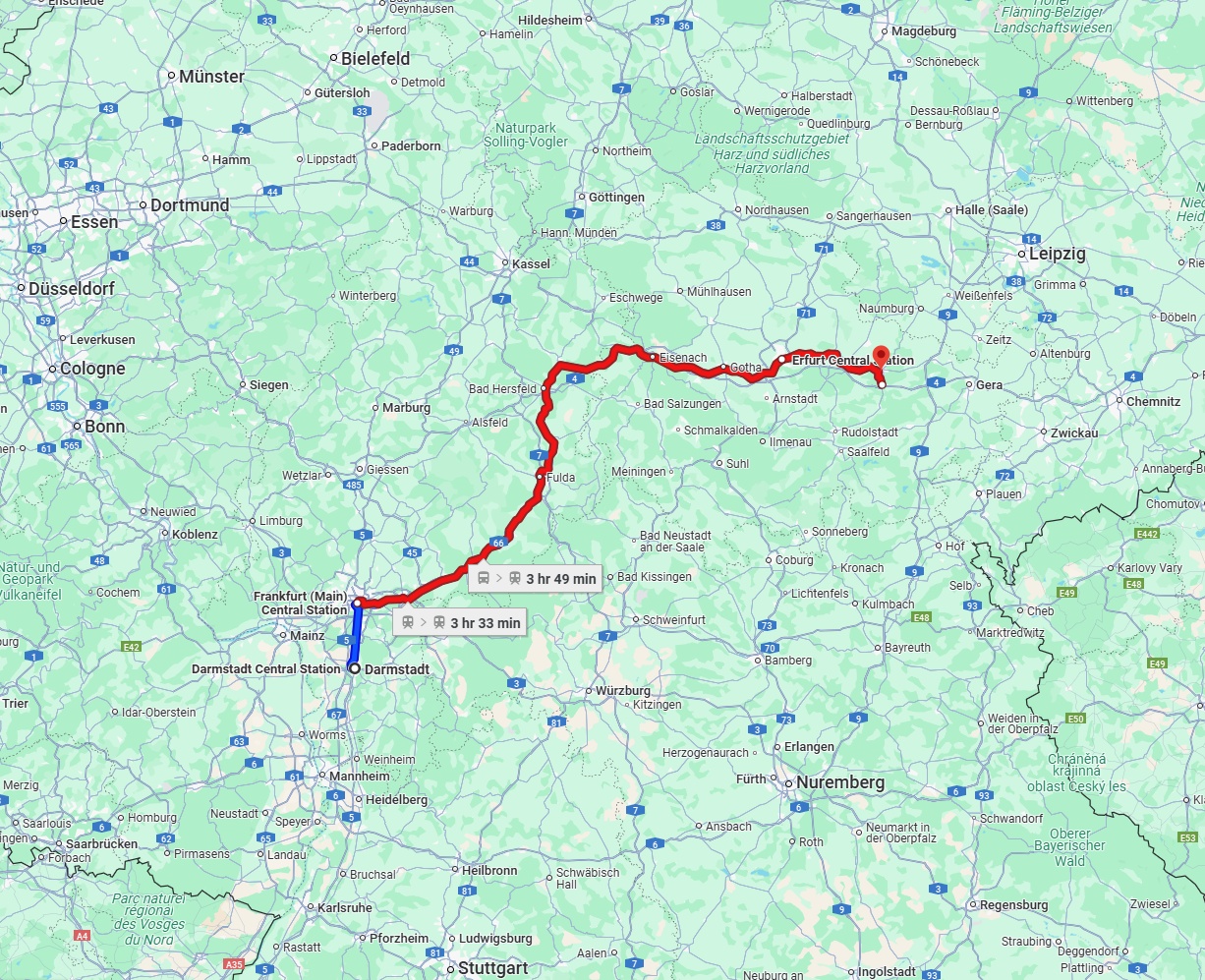 Anreise von Darmstadt Zu Jena Über 