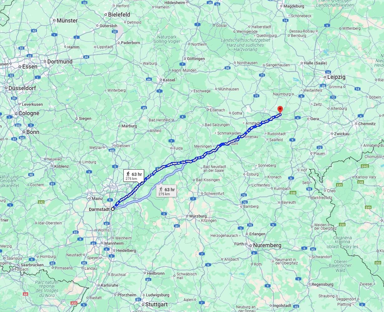 Anreise von Darmstadt Zu Jena Über 