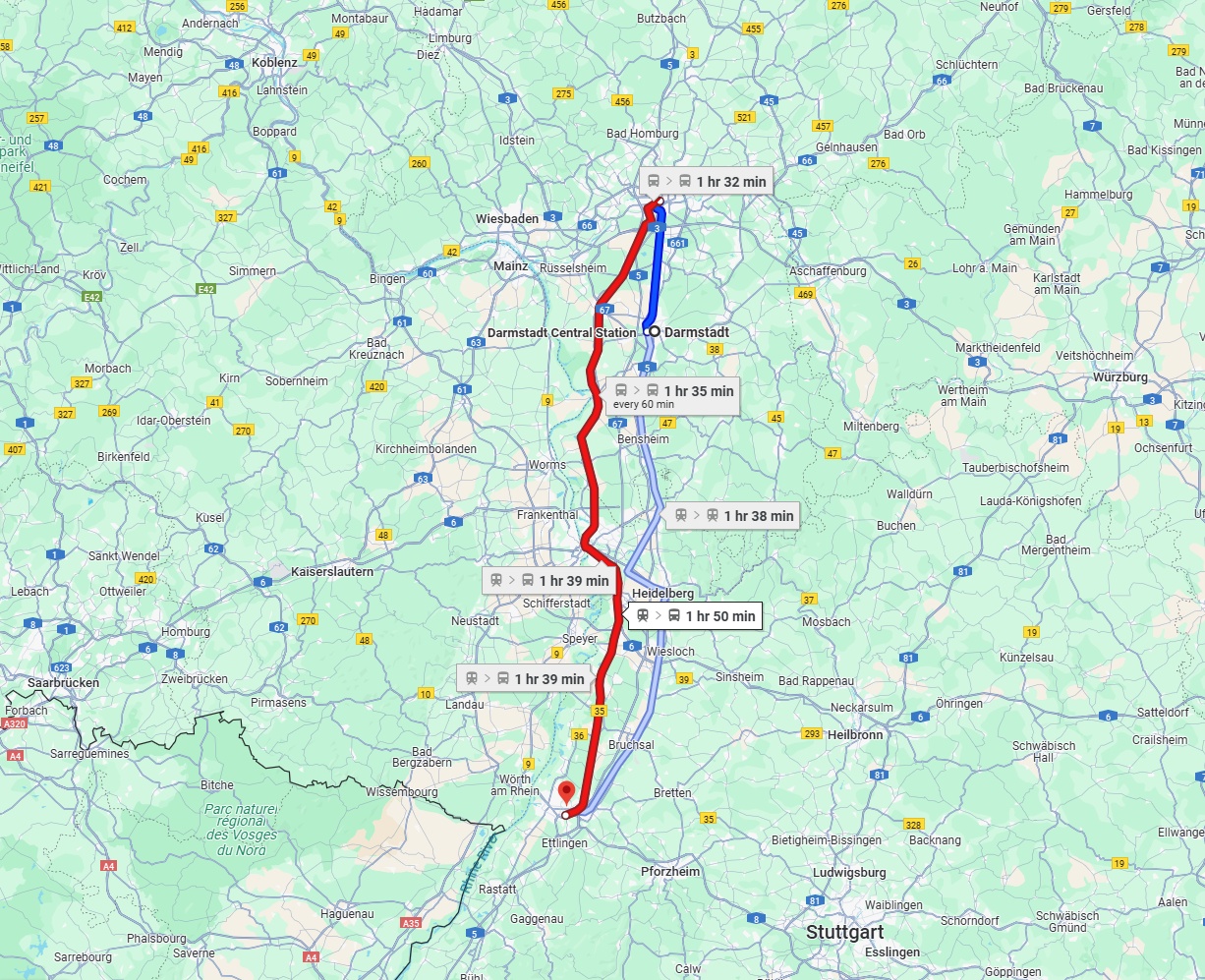 Anreise von Darmstadt Zu Karlsruhe Über 