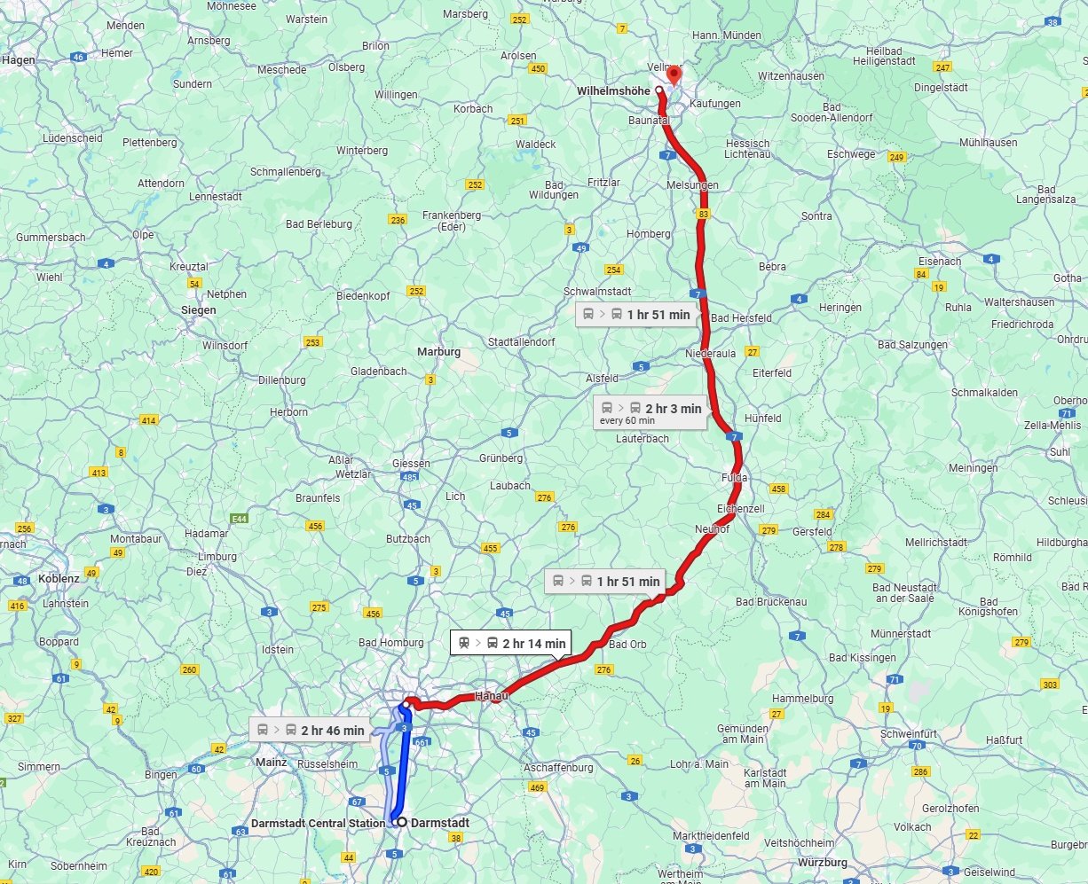 Anreise von Darmstadt Zu Kassel Über 