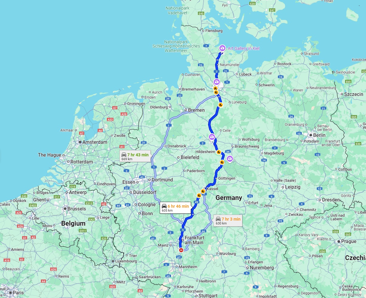 Anreise von Darmstadt Zu Kiel Über via A7