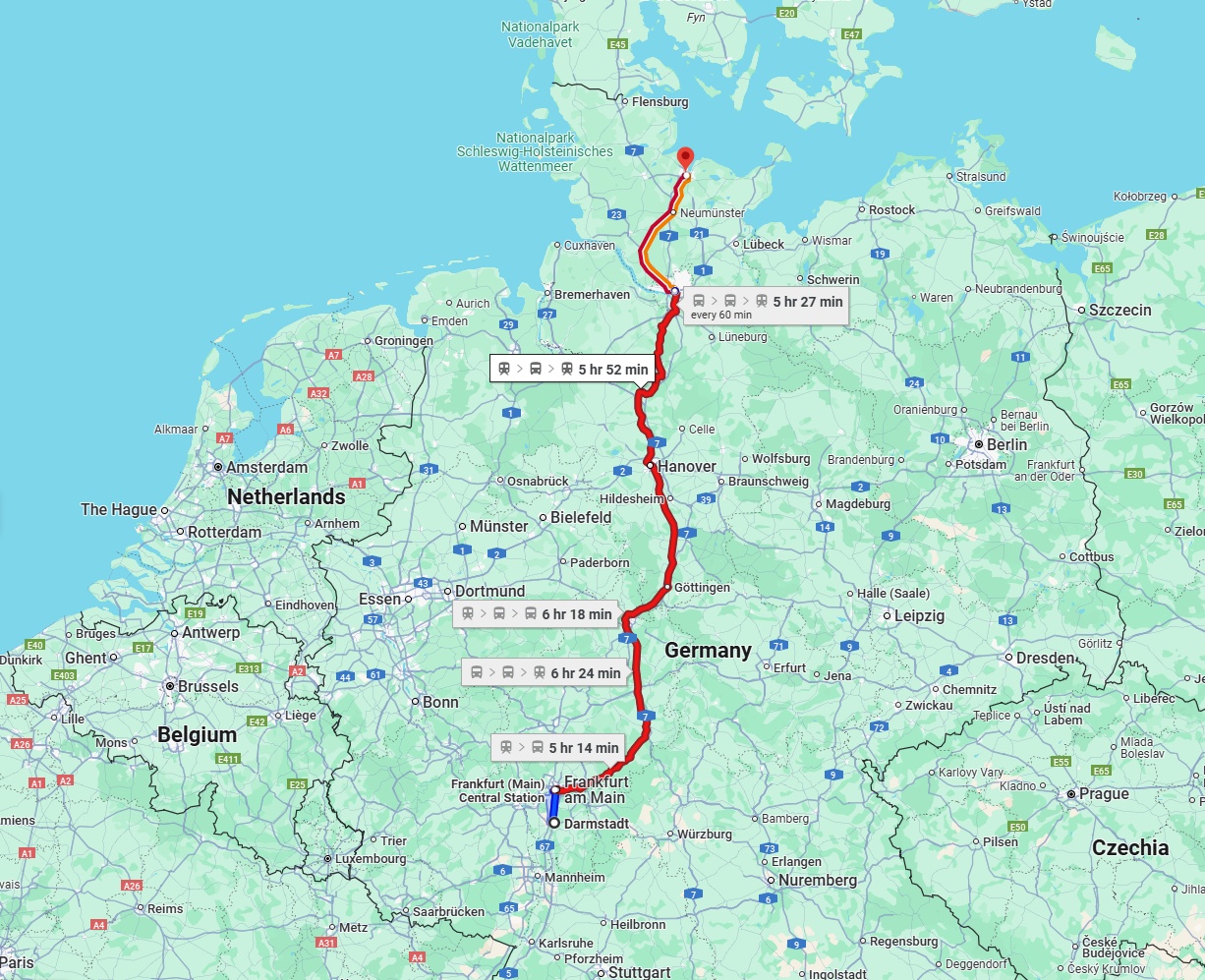 Anreise von Darmstadt Zu Kiel Über 