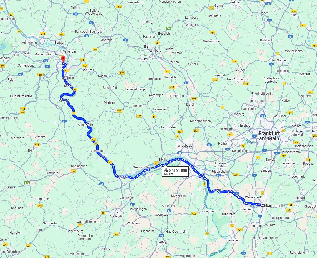 Anreise von Darmstadt Zu Koblenz Über 