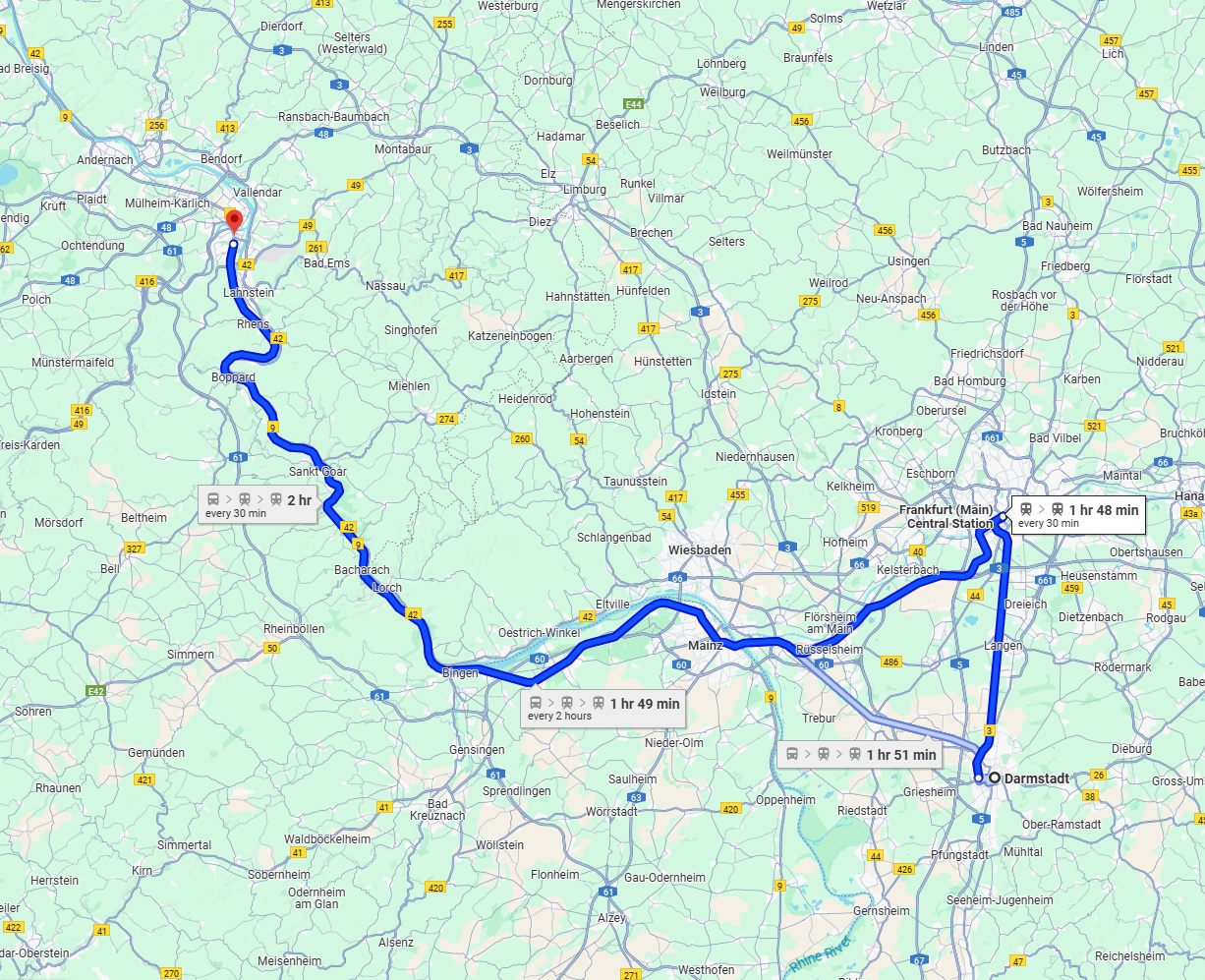 Anreise von Darmstadt Zu Koblenz Über 