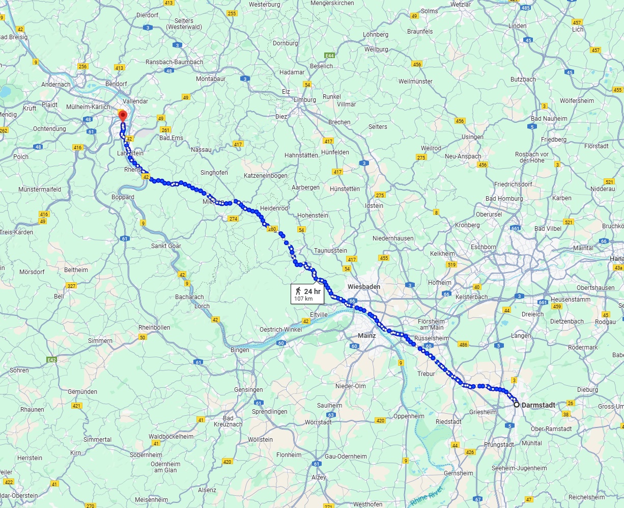 Anreise von Darmstadt Zu Koblenz Über 
