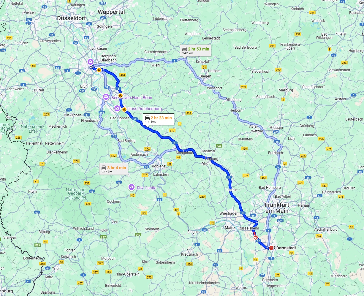 Anreise von Darmstadt Zu Köln Über via A3