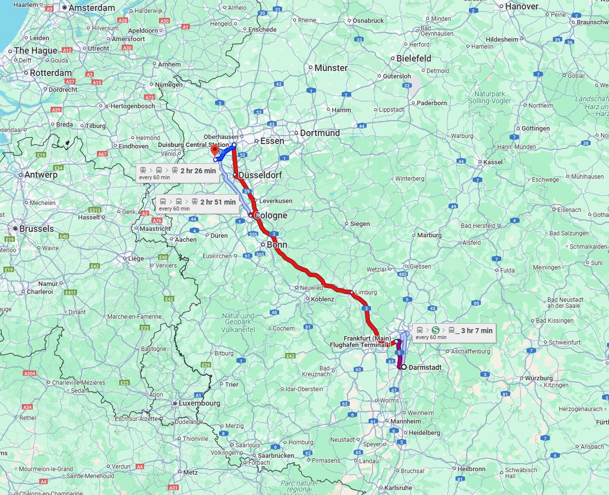Anreise von Darmstadt Zu Krefeld Über 