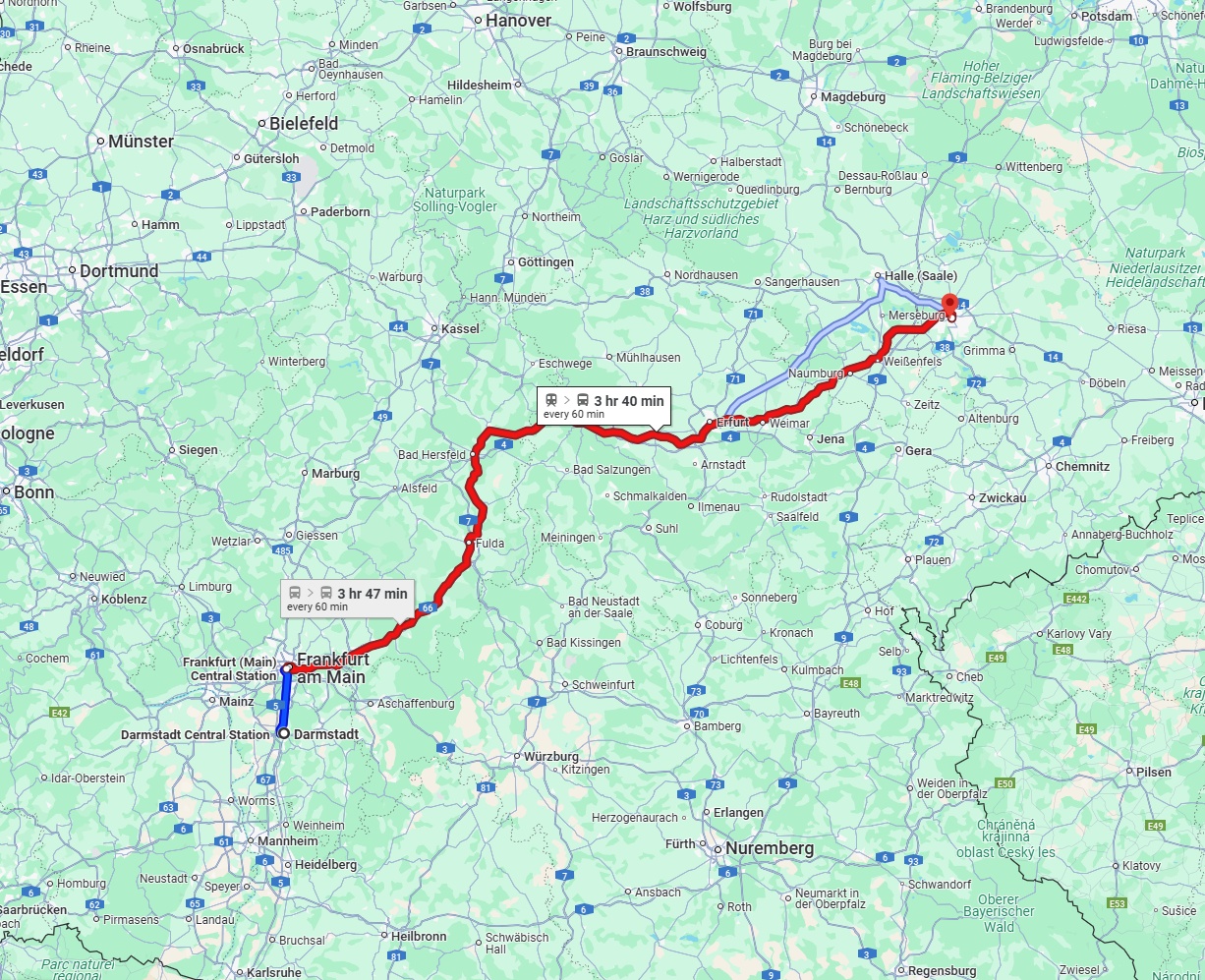 Anreise von Darmstadt Zu Leipzig Über 