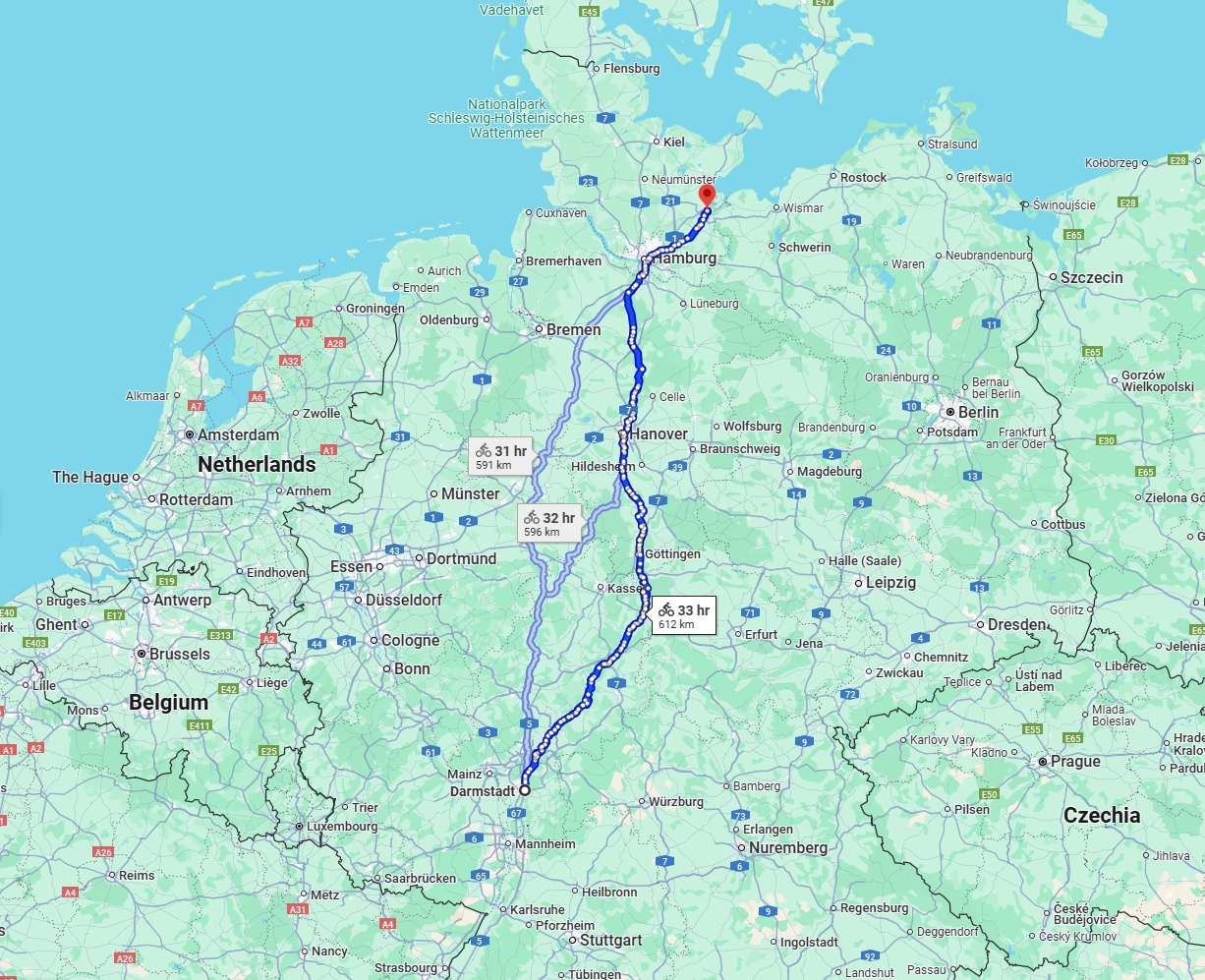 Anreise von Darmstadt Zu Lübeck Über 