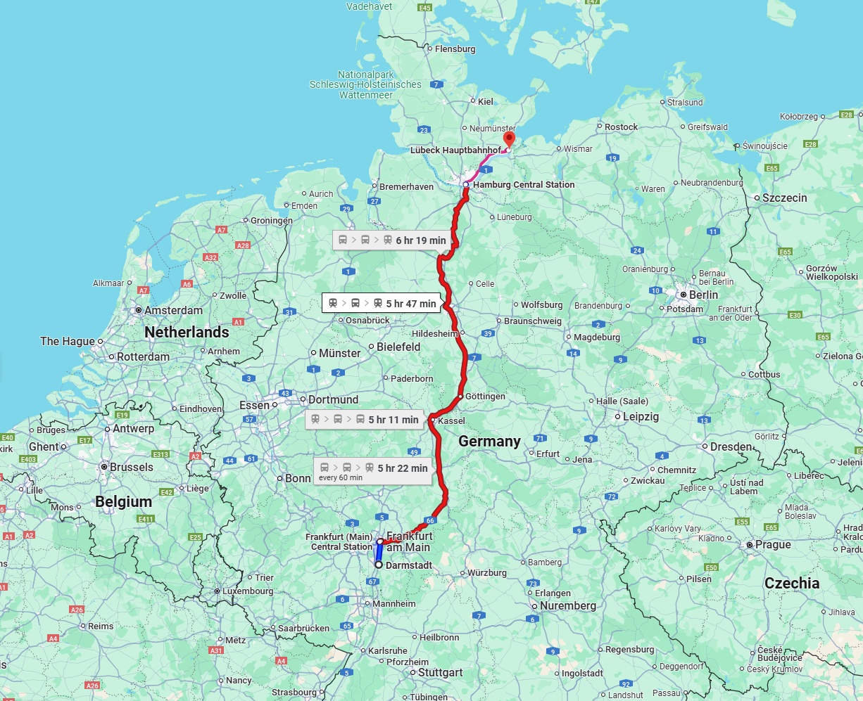 Anreise von Darmstadt Zu Lübeck Über 