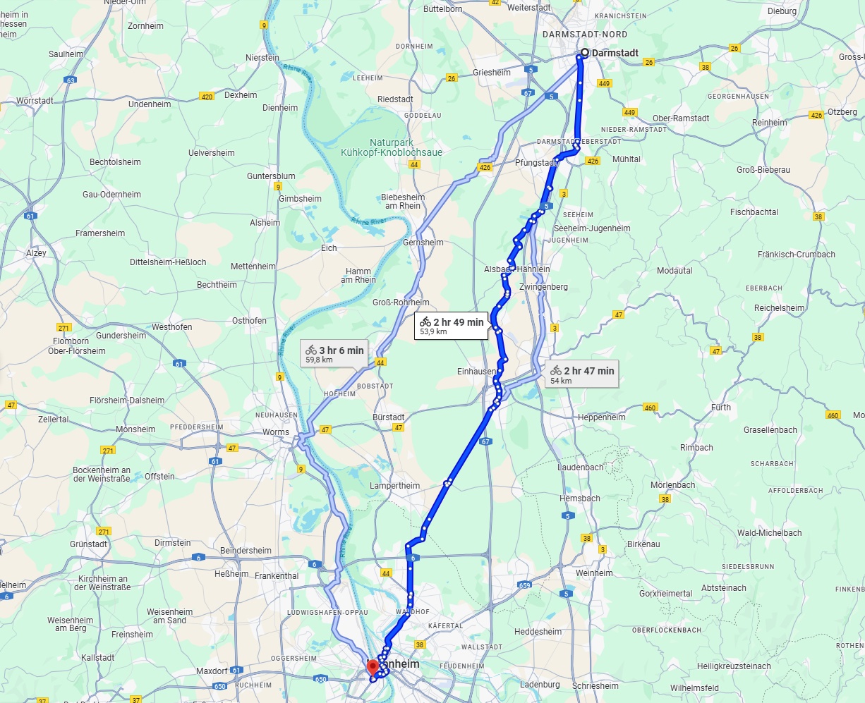 Anreise von Darmstadt Zu Ludwigshafen am Rhein Über 