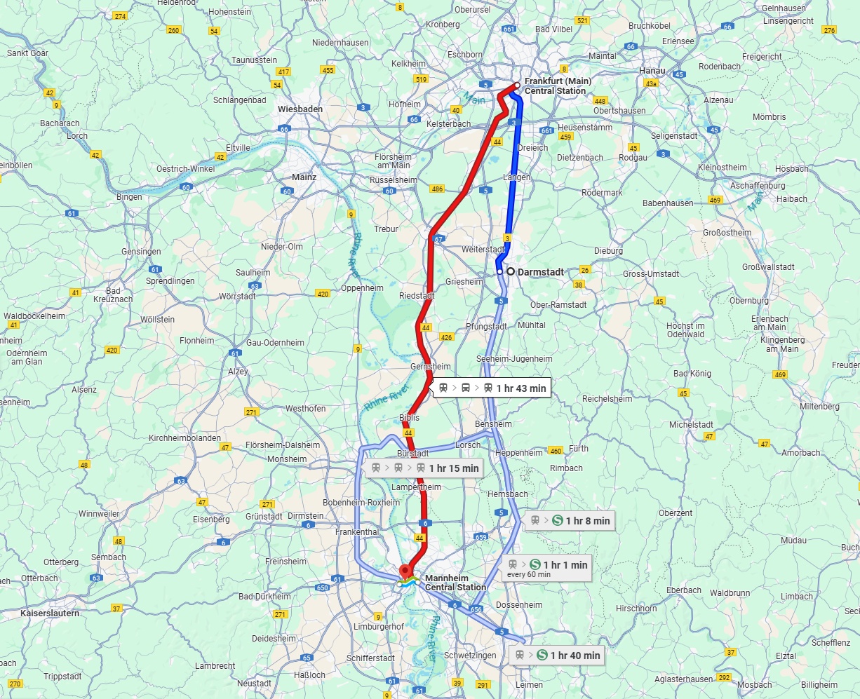 Anreise von Darmstadt Zu Ludwigshafen am Rhein Über 