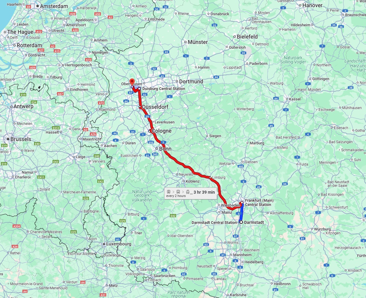 Anreise von Darmstadt Zu Moers Über 